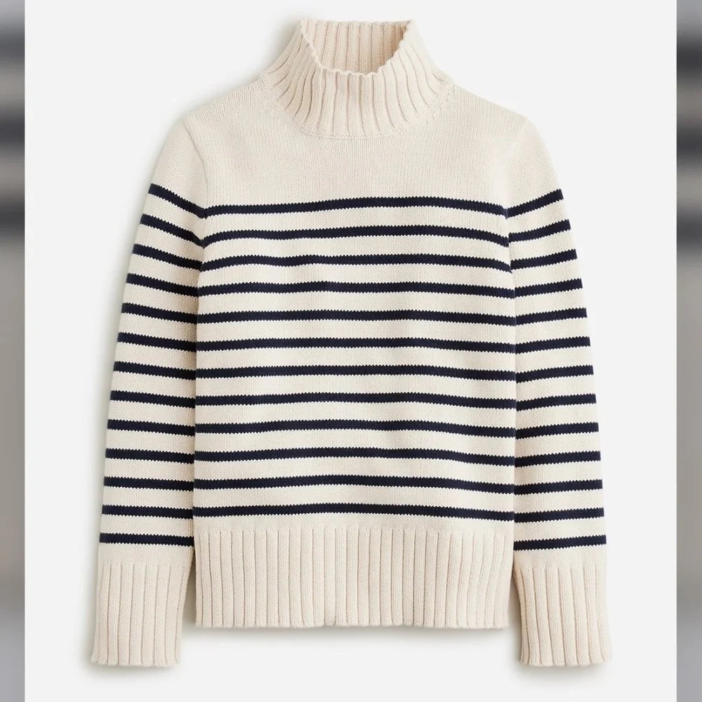 J crew Cotton turtleneck sweater in stripe